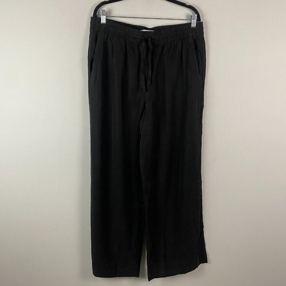 NWOT Everlane The Tencel Wide Leg Pant in Black Size XL Drawstring Pull On - Picture 1 of 10